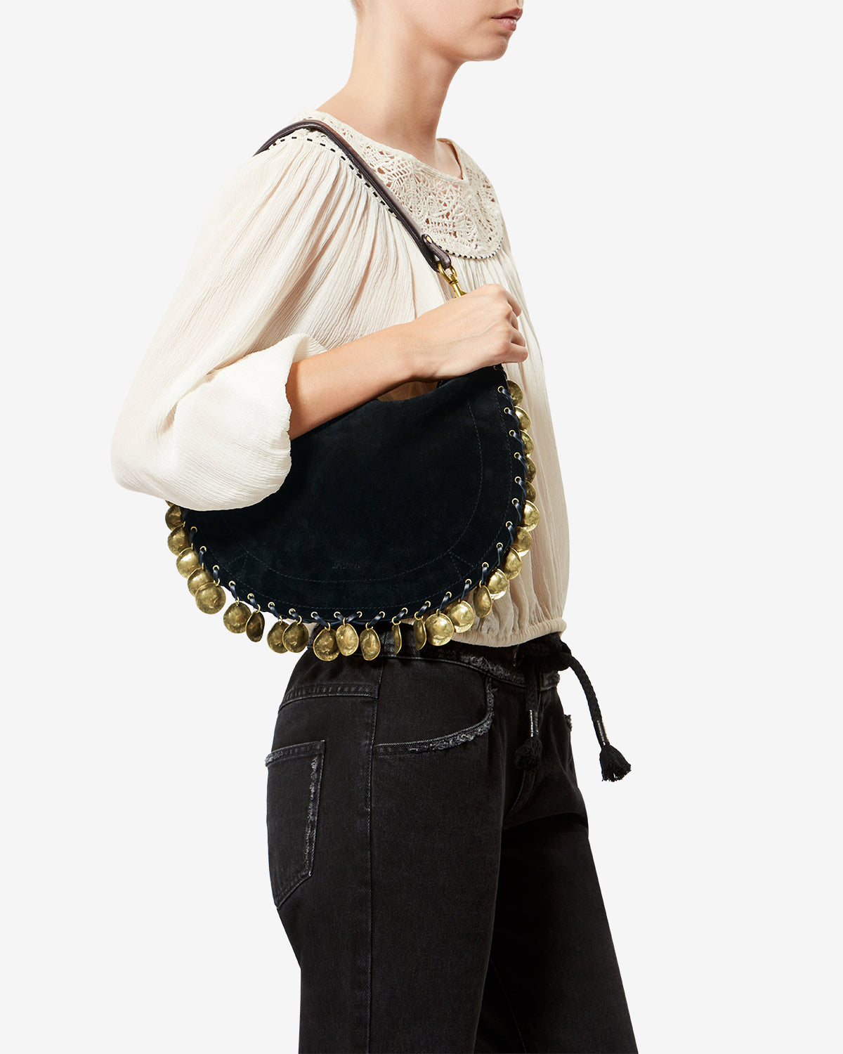 OSKAN SOFT ZIP SHOULDER STRAP Woman black | ISABEL MARANT Official