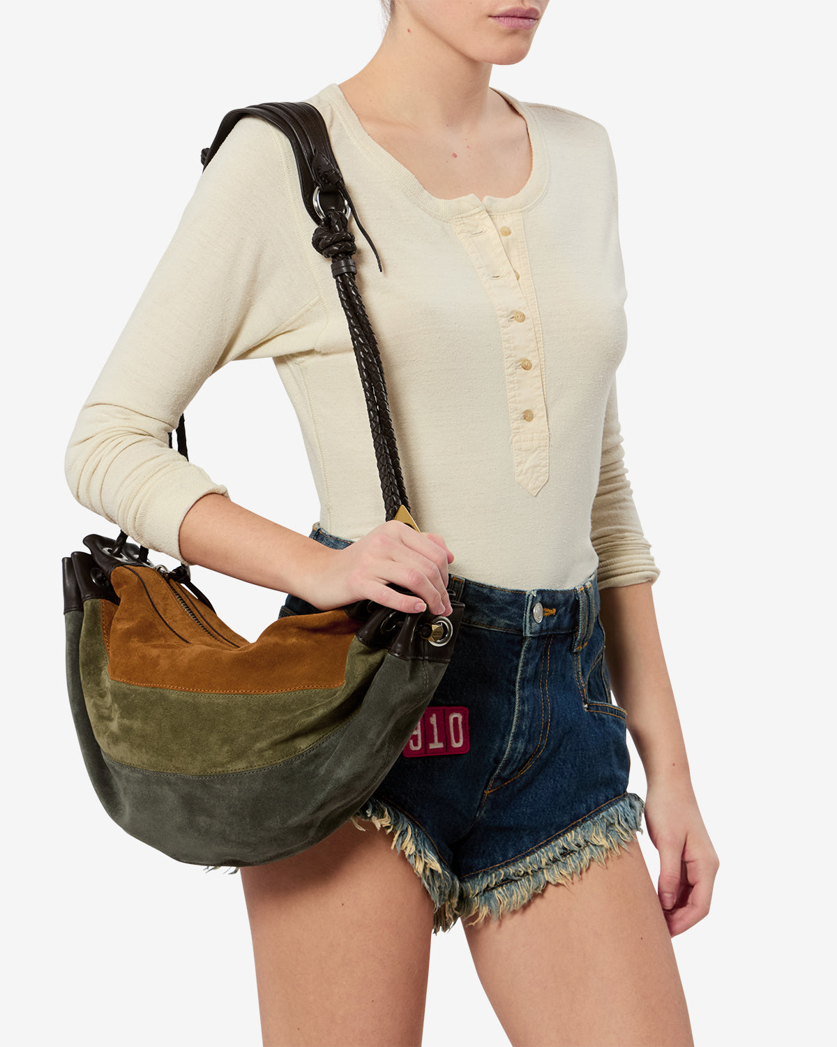 MAIA MEDIUM SHOULDER BAG Woman multicolor khaki | ISABEL MARANT