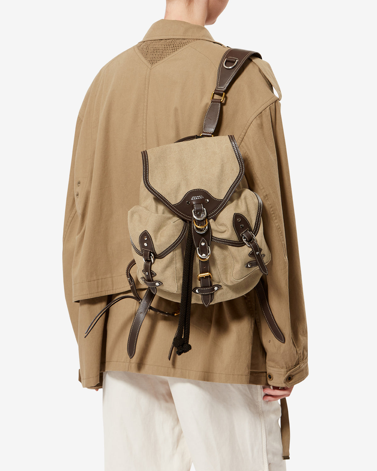 YUMBO SMALL BACKPACK Woman khaki | ISABEL MARANT Official online store