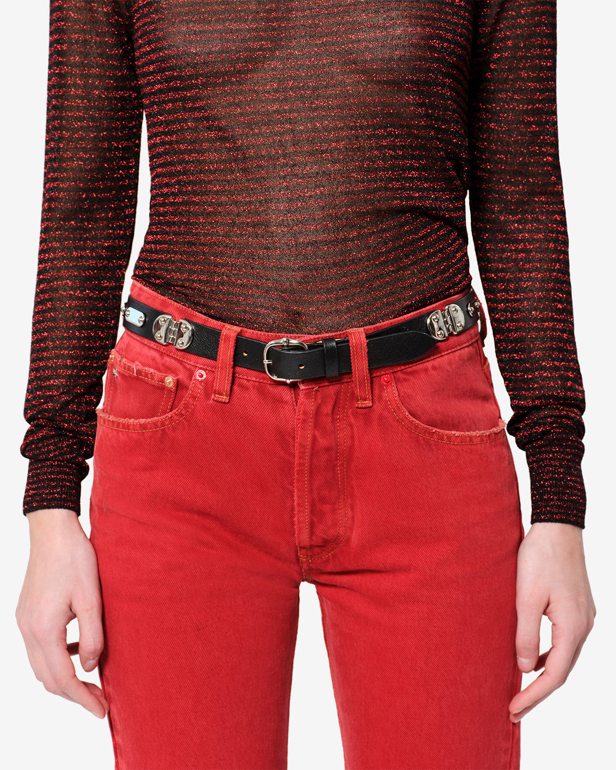 Depson leather belt Woman black-palladium | ISABEL MARANT Official