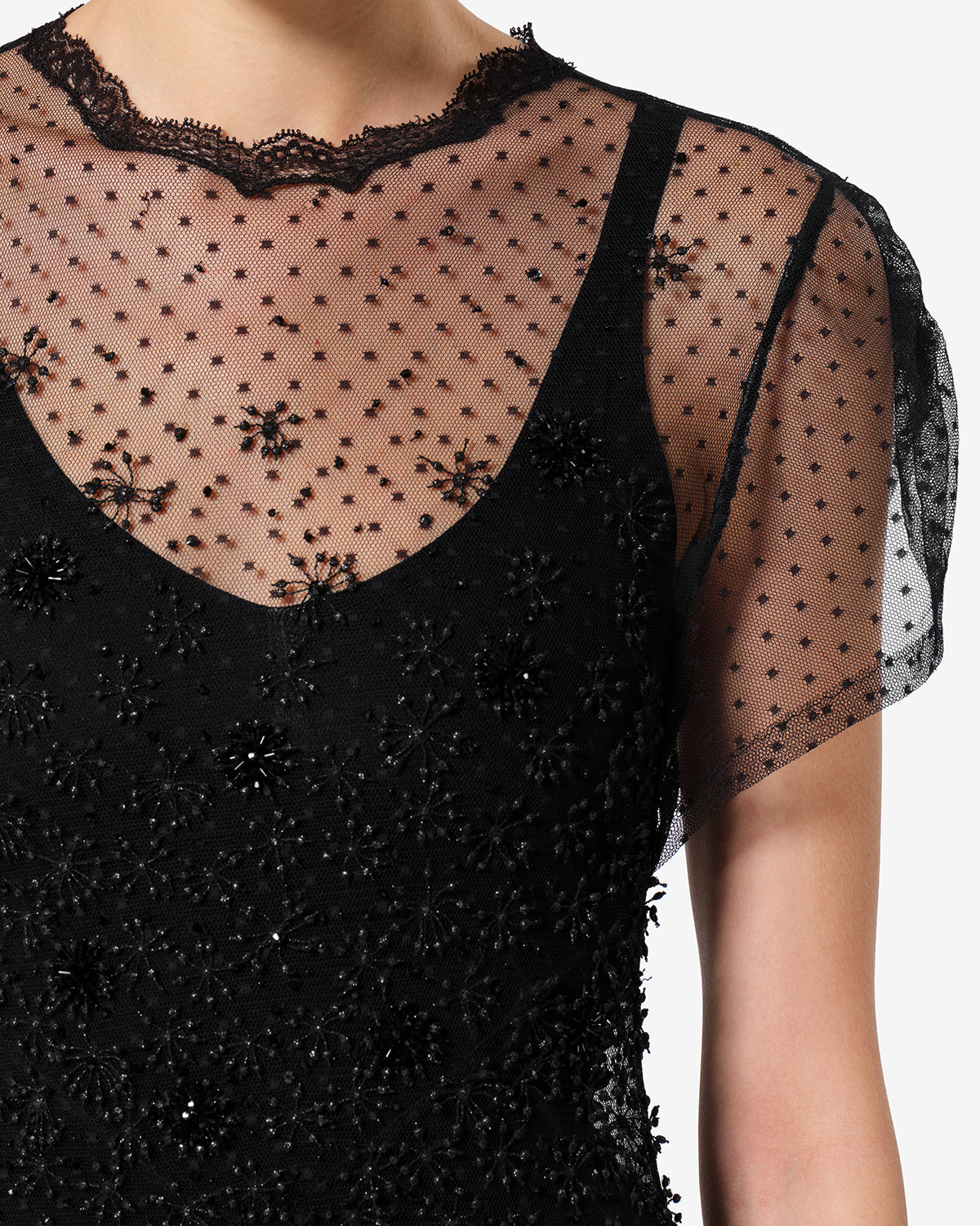 ISABEL MARANT 刺繍ワンピース ブラック S Otalia lace dress Woman black | ISABEL MARANT Official online store