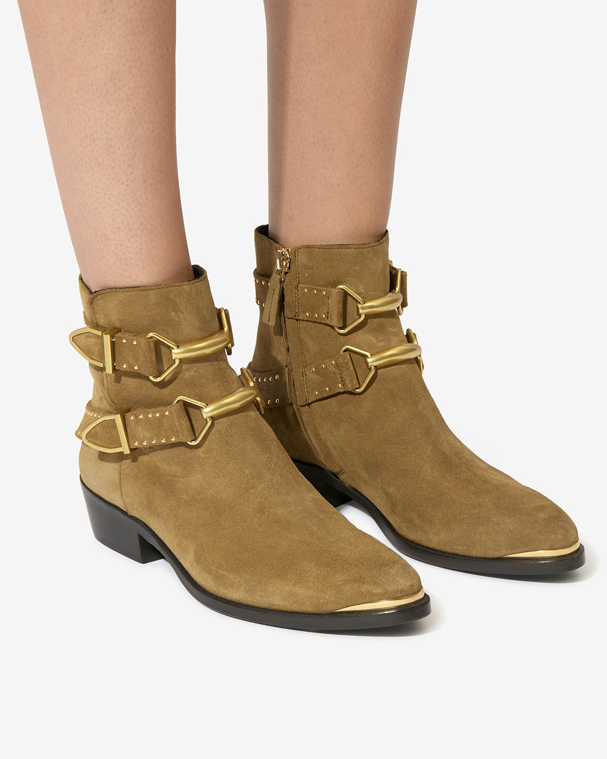 Botas bajas zalya de cuero suave - Taupe - Woman - 5