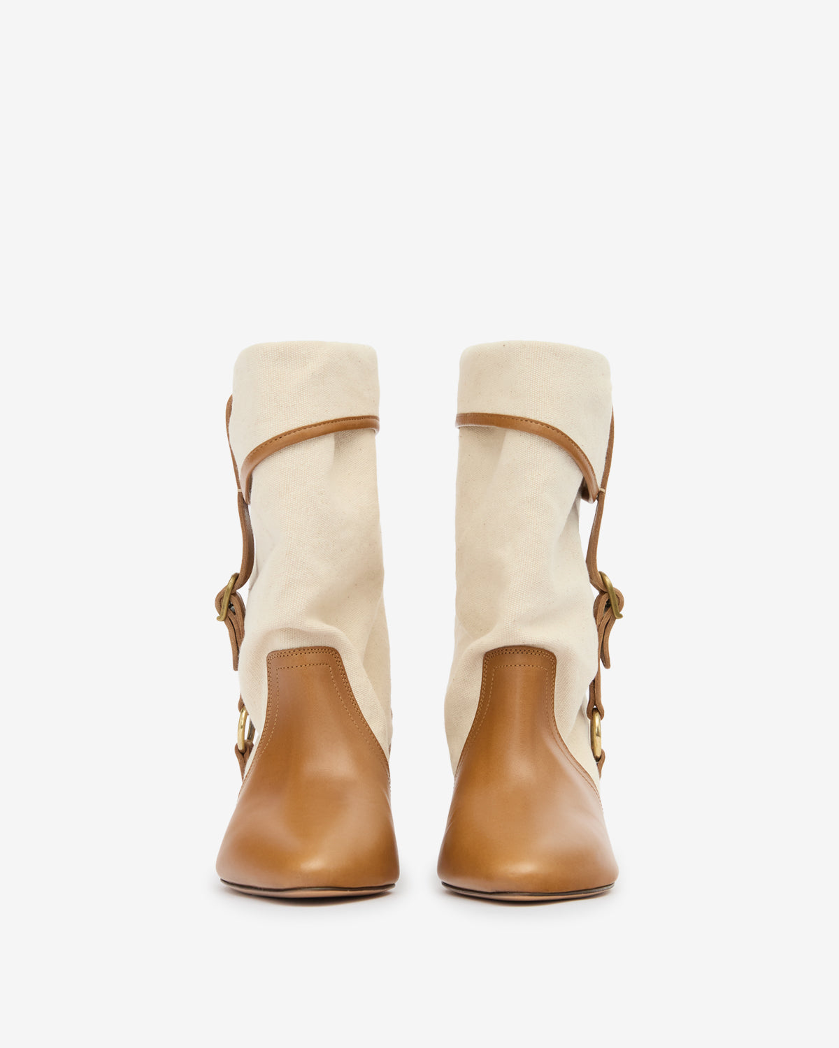 Darner buckle cotton boots - Ecru-chestnut - Woman - 4