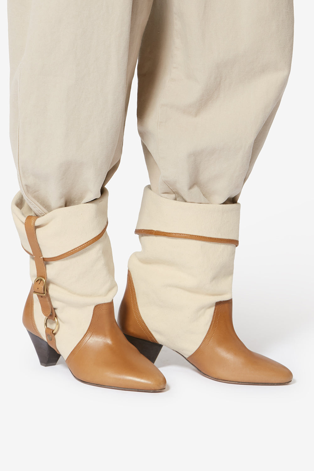 Botas darner buckle de algodón - Ecru-chestnut - Woman - 5