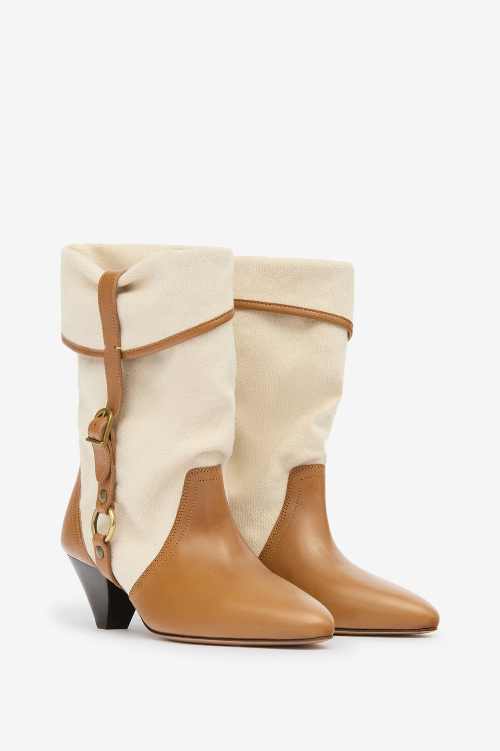 Botas darner buckle de algodón - Ecru-chestnut - Woman - 3