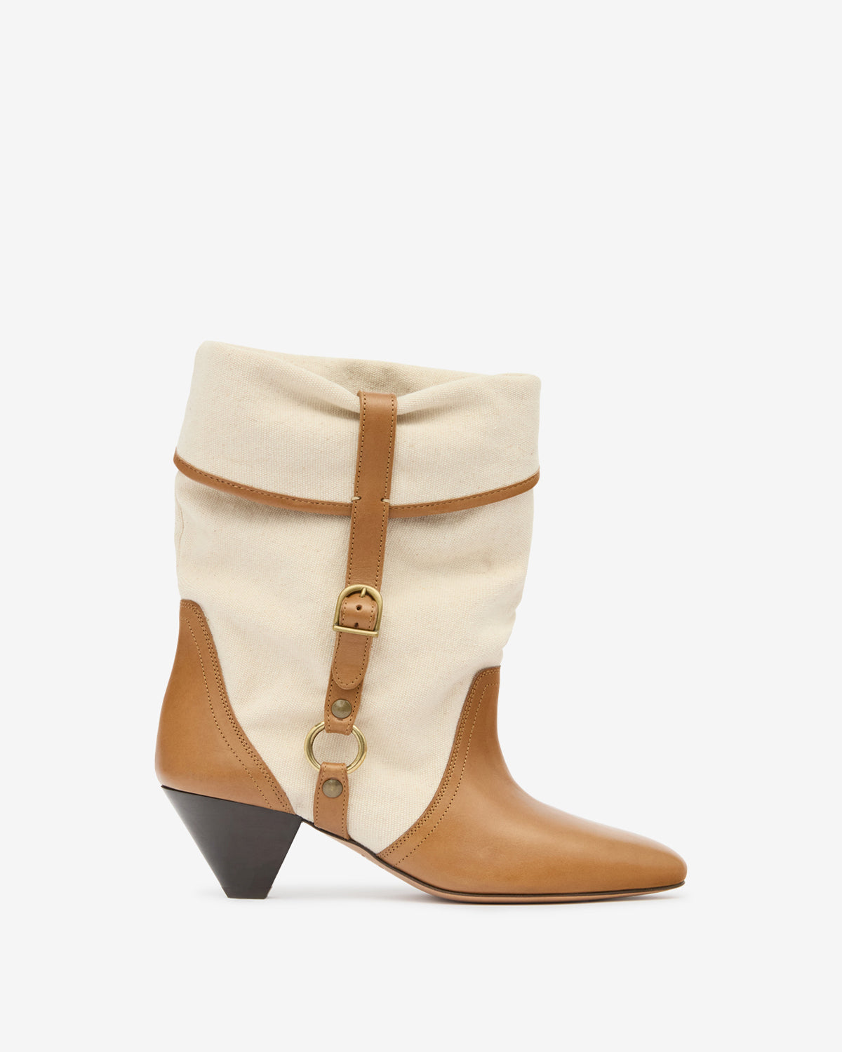 DARNER BUCKLE BOOTS Woman ecru-chestnut | ISABEL MARANT Official
