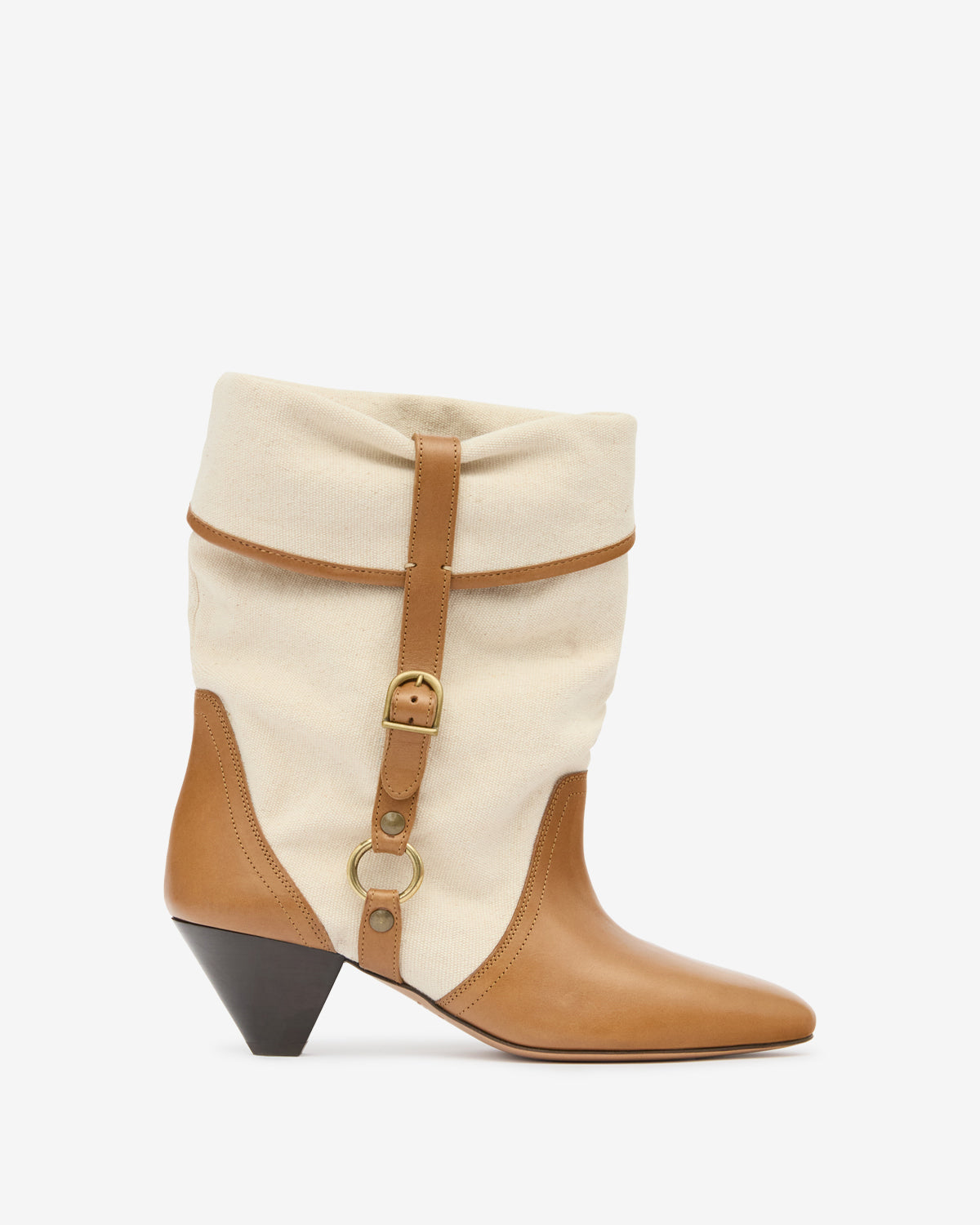 Darner buckle cotton boots - Ecru-chestnut - Woman - 1