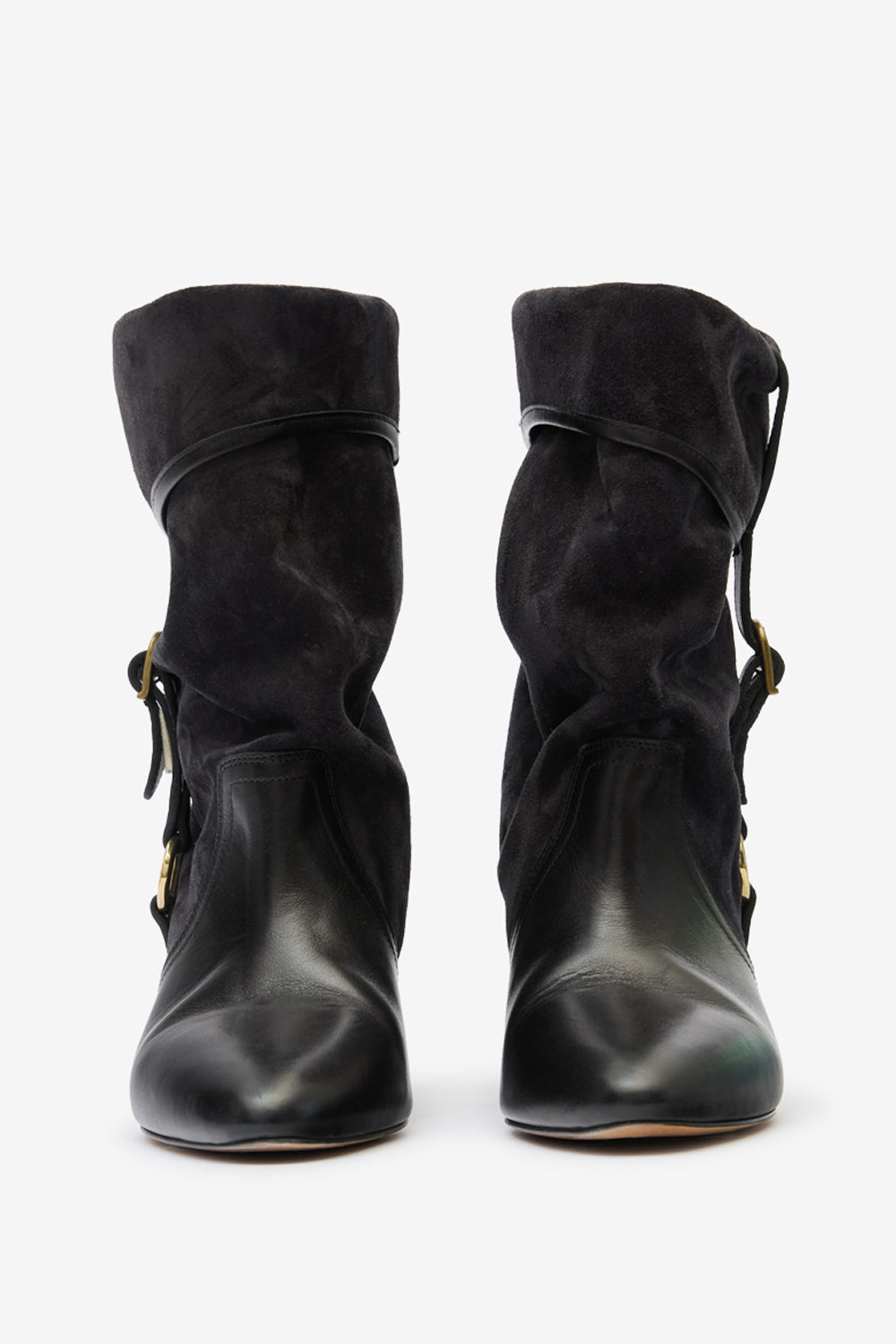 Stivali darner buckle in pelle scamosciata - Nero lavato - Woman - 4