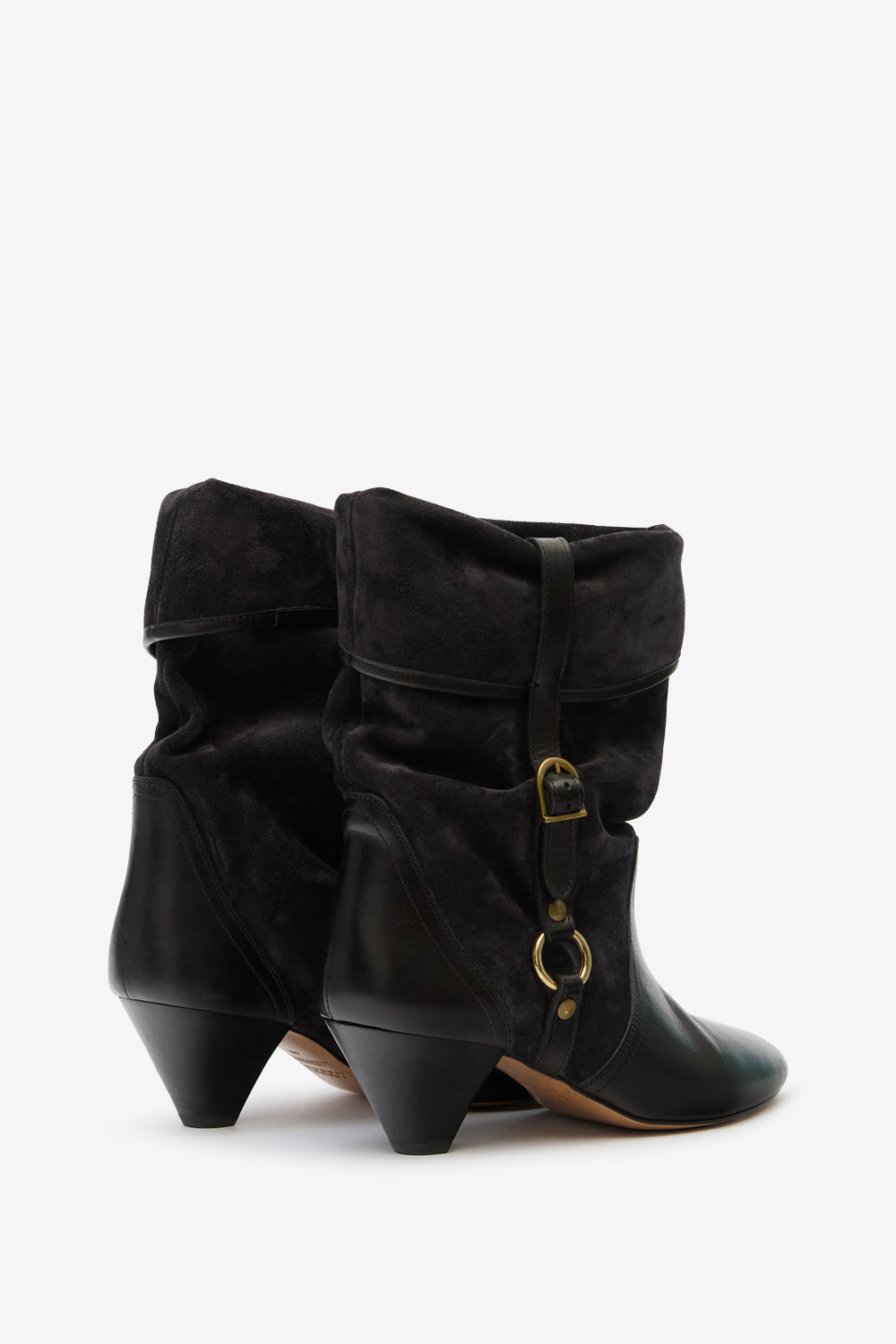 Stivali darner buckle in pelle scamosciata - Nero lavato - Woman - 2