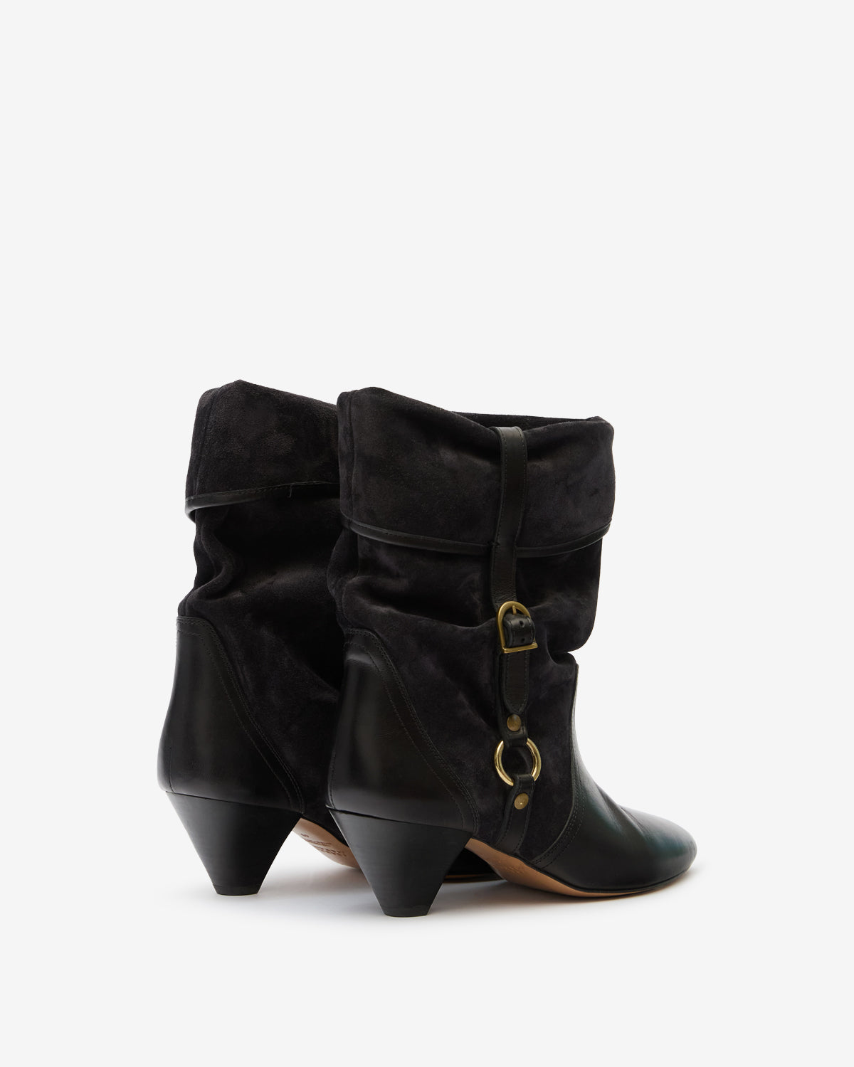 Stivali darner buckle in pelle scamosciata - Nero lavato - Woman - 2