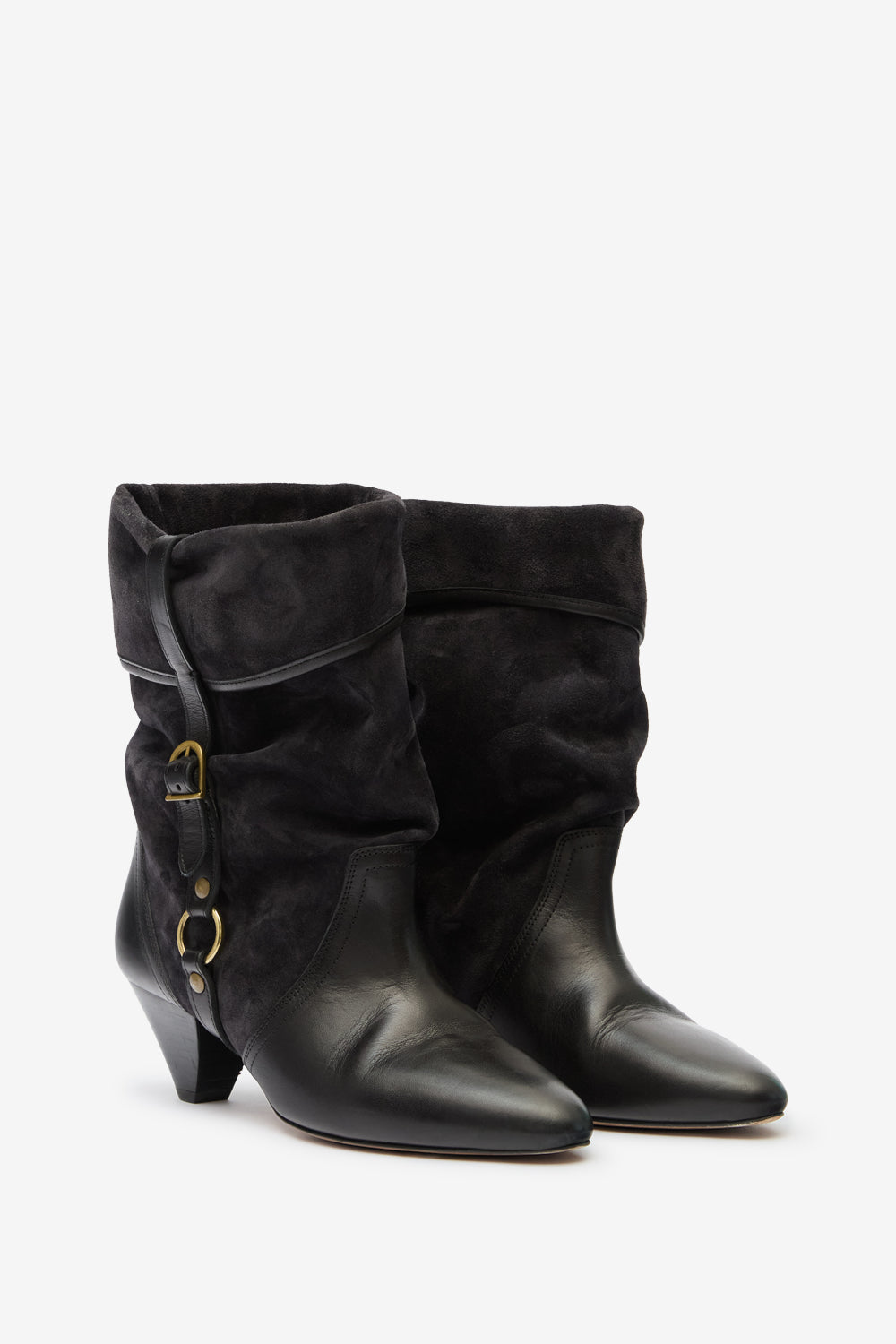 Stivali darner buckle in pelle scamosciata - Nero lavato - Woman - 3