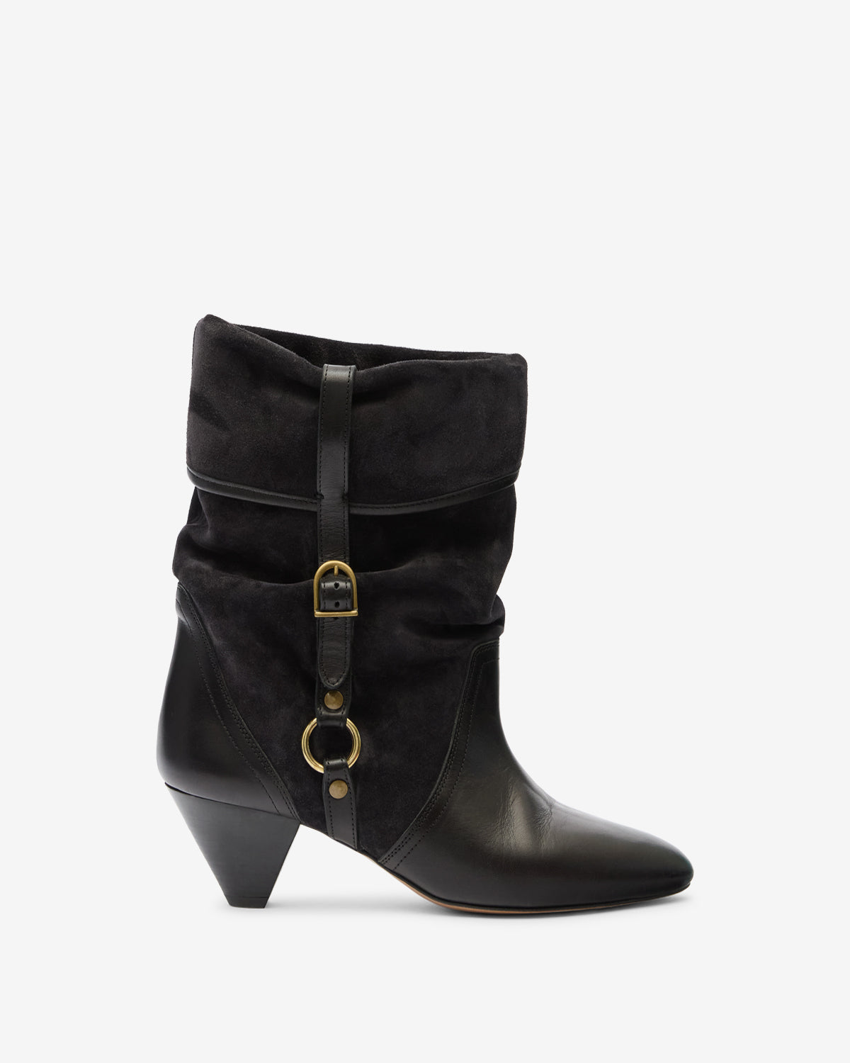 Stivali darner buckle in pelle scamosciata - Nero lavato - Woman - 1