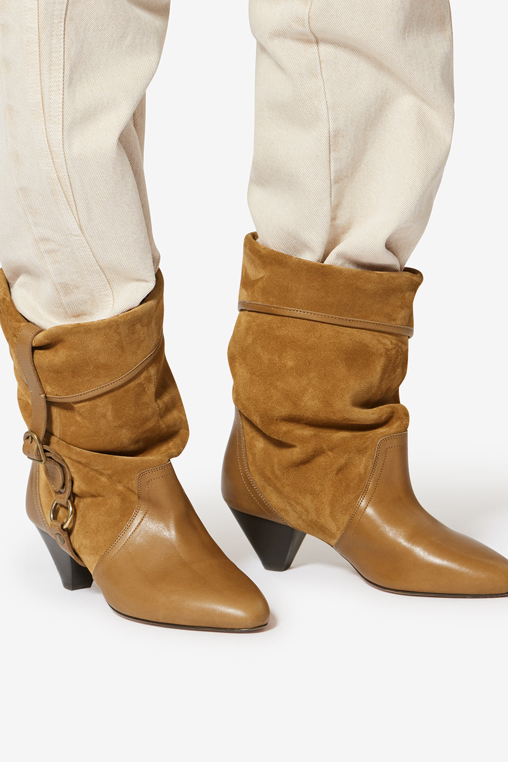 Botas darner buckle de piel de ante - Chestnut - Woman - 5