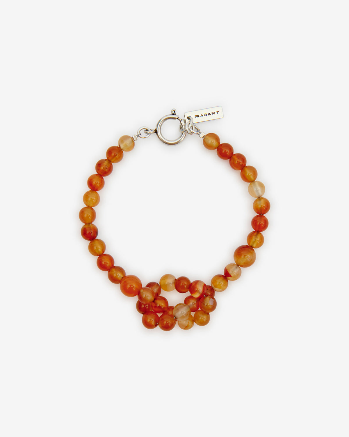 Noah stone bead bracelet - Poppy orange-silver - Man - 1