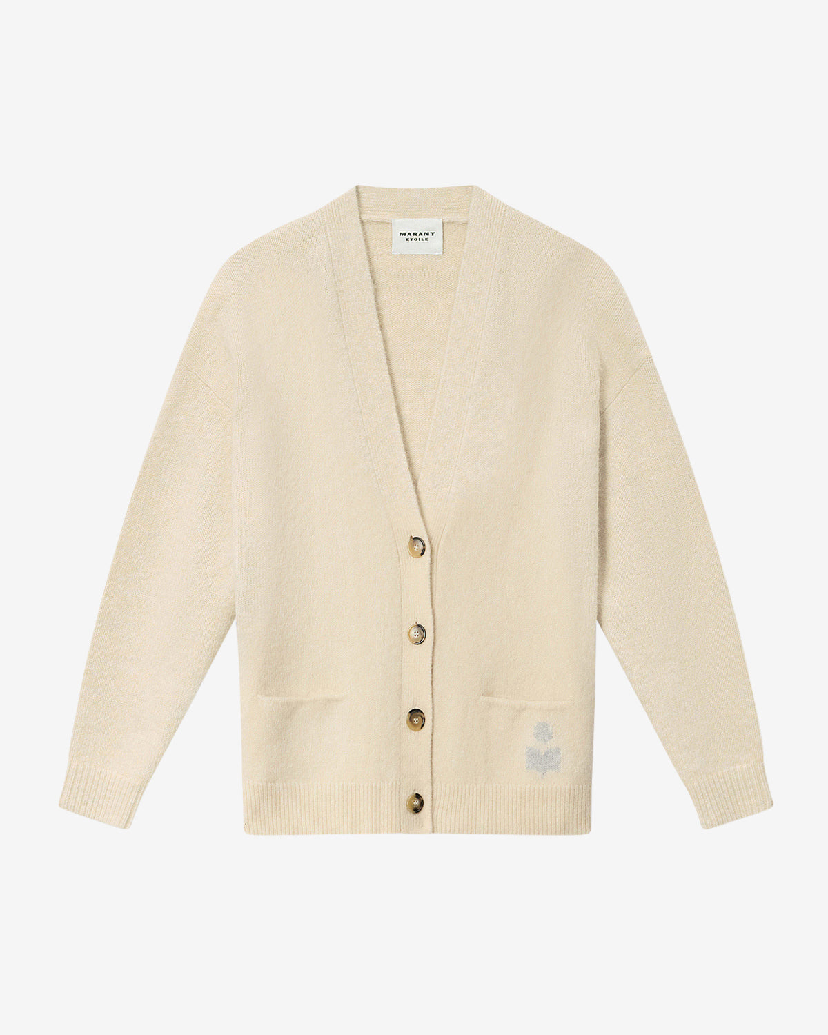 Eborah alpaca cardigan with logo - Ecru - Woman - 5