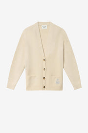 Strickjacke aus alpaka mit logo eborah - Naturfarben - Woman