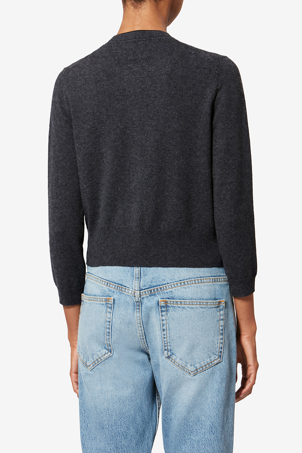 Cardigan bicolor in cotone e lana lona - Anthracite-black - Woman - 5