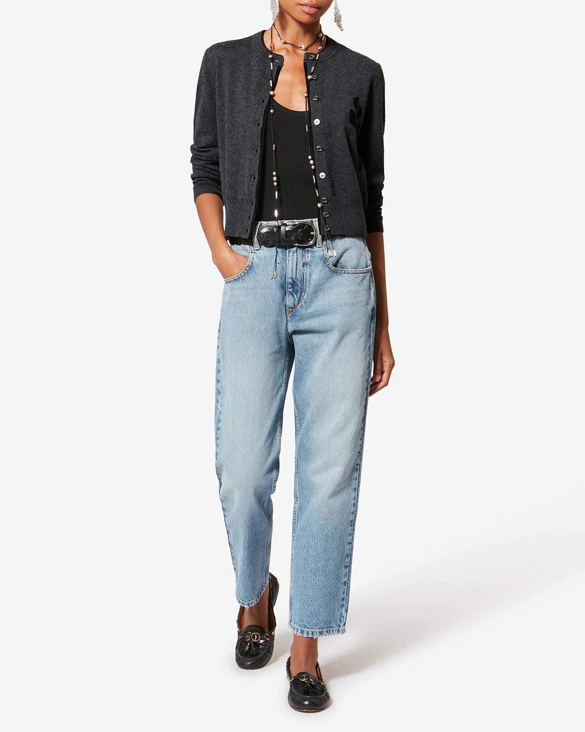 ISABEL MARANT ETOILE SCOTT  Vネックカーディガン Isabel Marant Étoile // Beige Scott Knit Cardigan – VSP Consignment