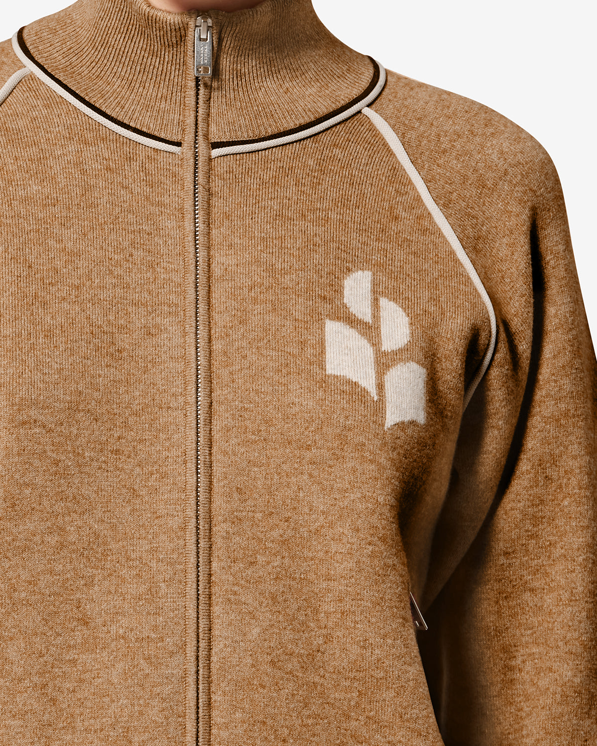 Cárdigan deportivo con logo de lanya - Camel-light grey - Woman - 2