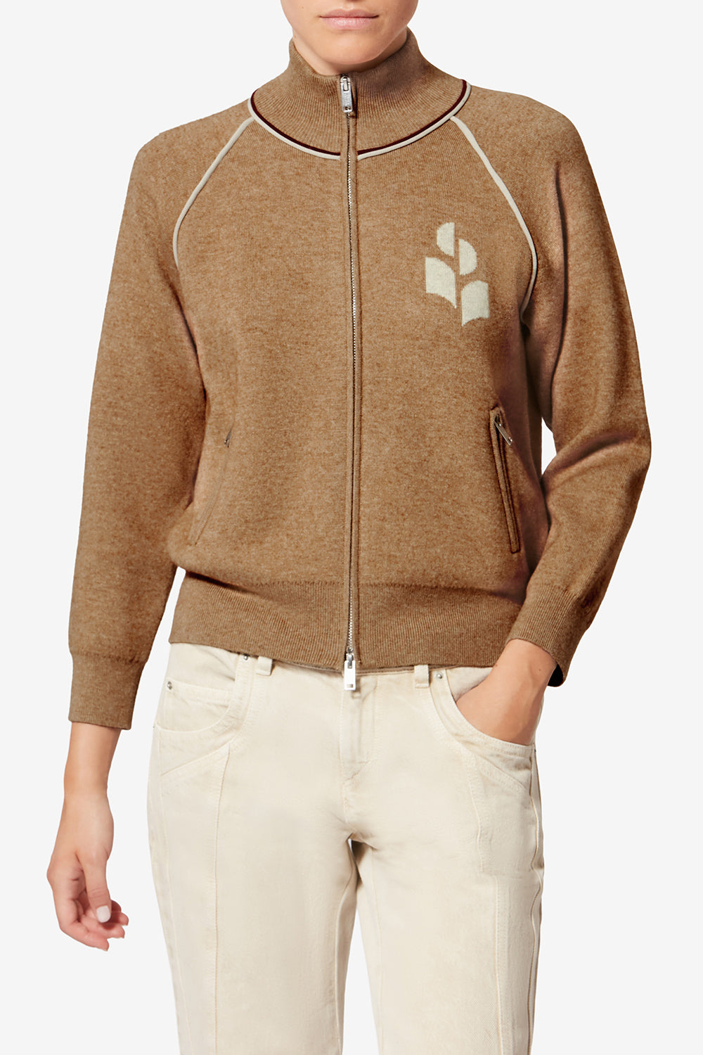 Cardigan sporty logo lanya - Camel-light grey - Woman - 4