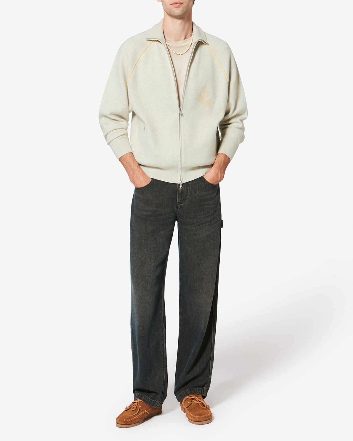 Cardigan sporty sergio in maglia - Light grey-light yellow - Man - 1