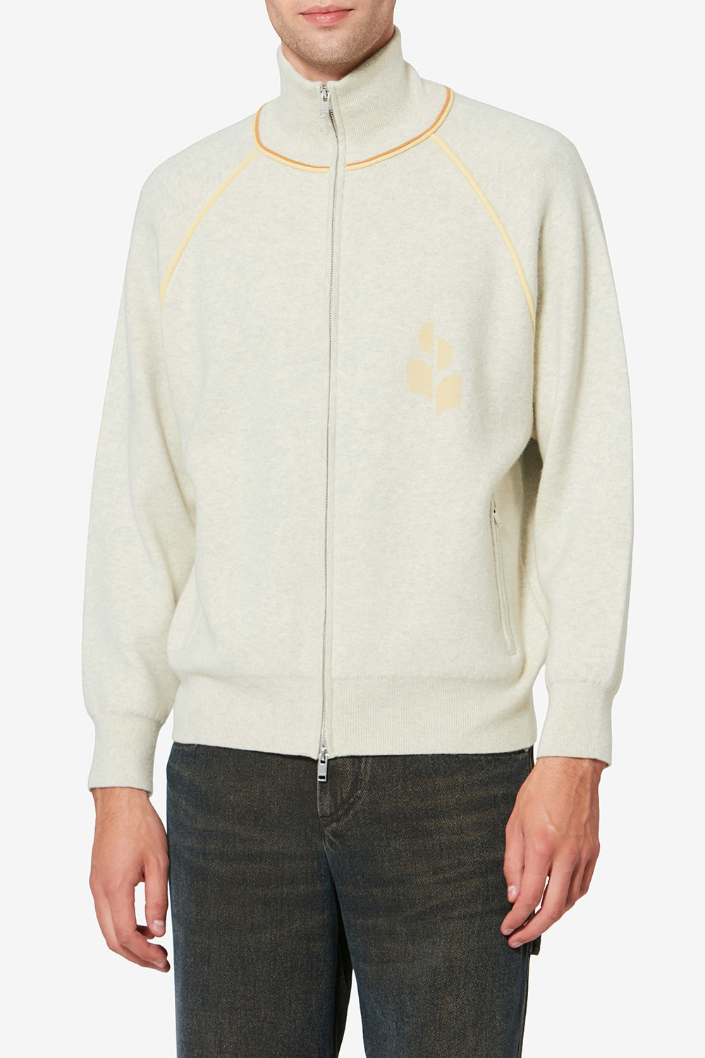 Sportlicher cardigan sergio aus strick - Light grey-light yellow - Man - 4