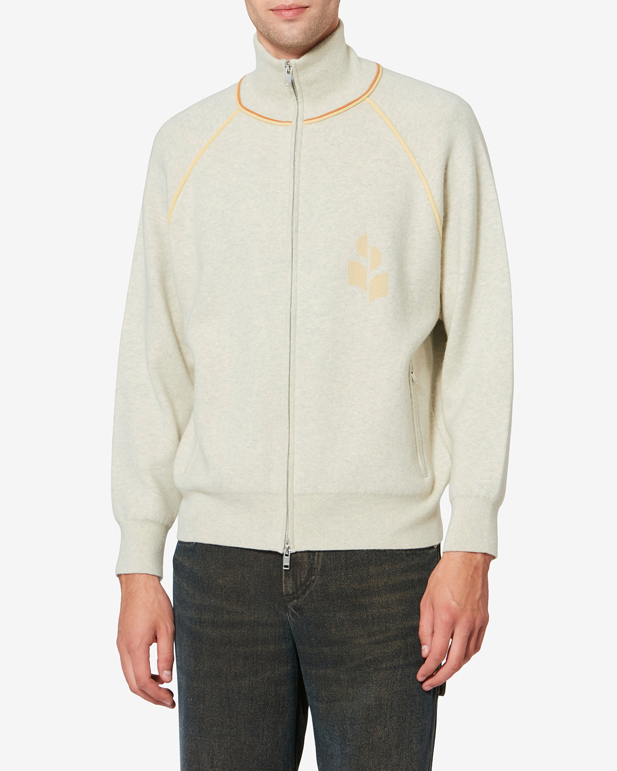 Cardigan sporty sergio in maglia - Light grey-light yellow - Man - 3