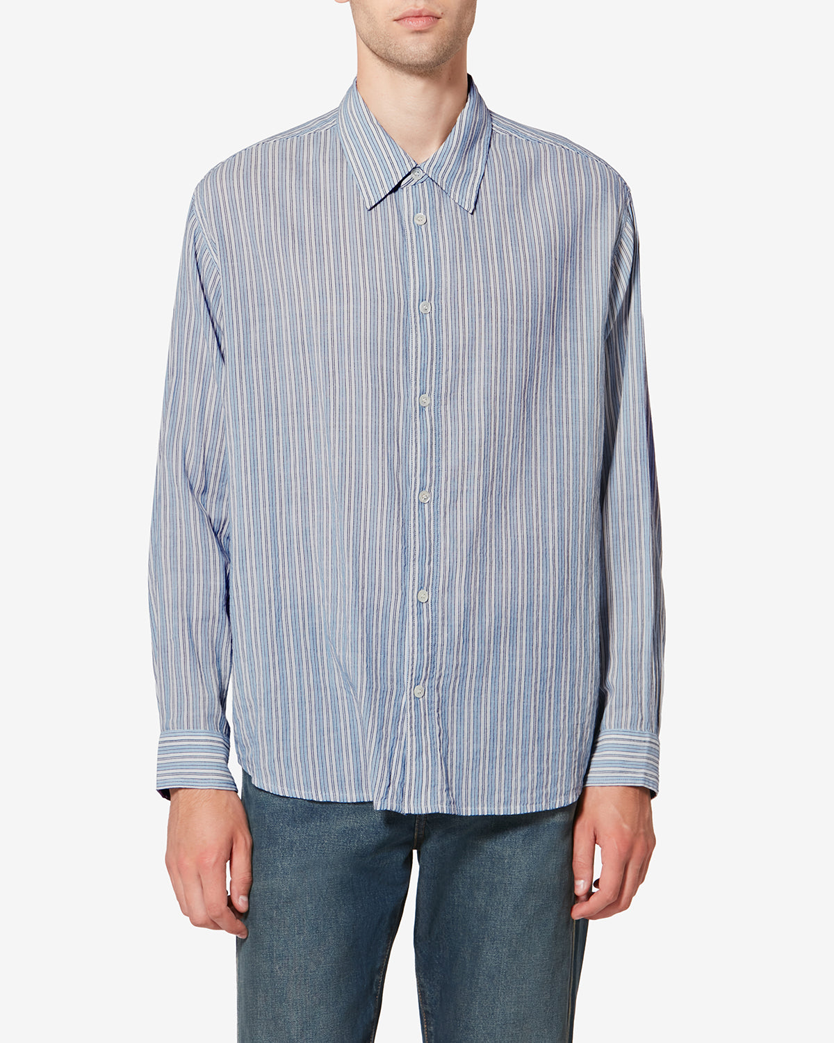 Camisa de rayas en relieve cybilio - Azul - Man - 3