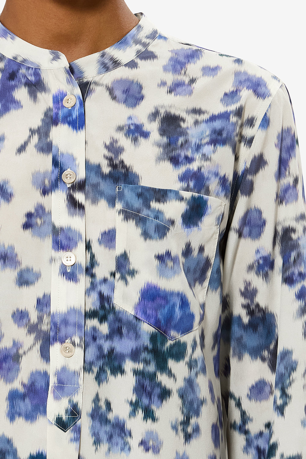 Rusak 로즈 프린트 실크 블라우스 - 파란색 - Woman - 3