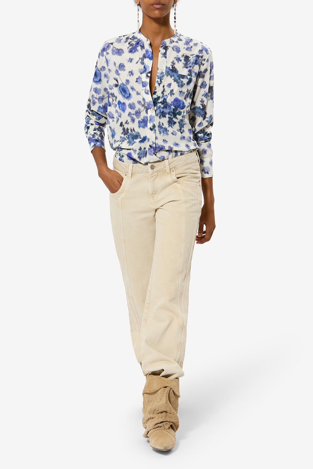 Rusak 로즈 프린트 실크 블라우스 - 파란색 - Woman - 2