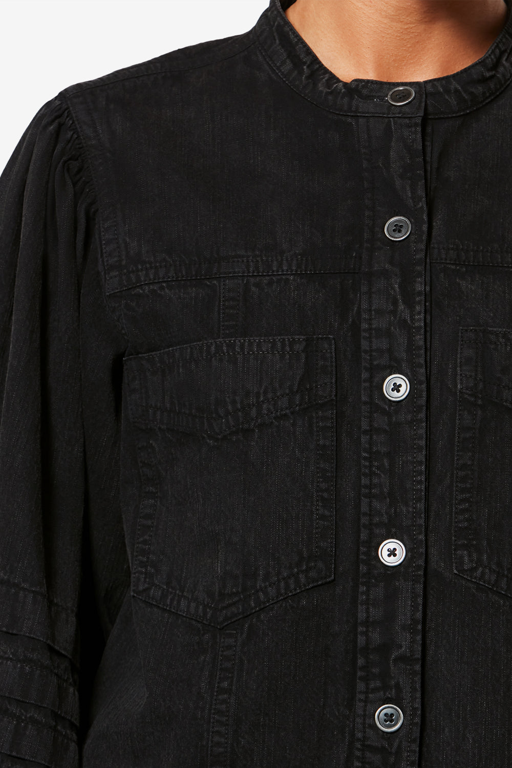 Mileda 워싱 마감 샴브레이 셔츠 - 검정으로 씻어낸 - Woman - 3