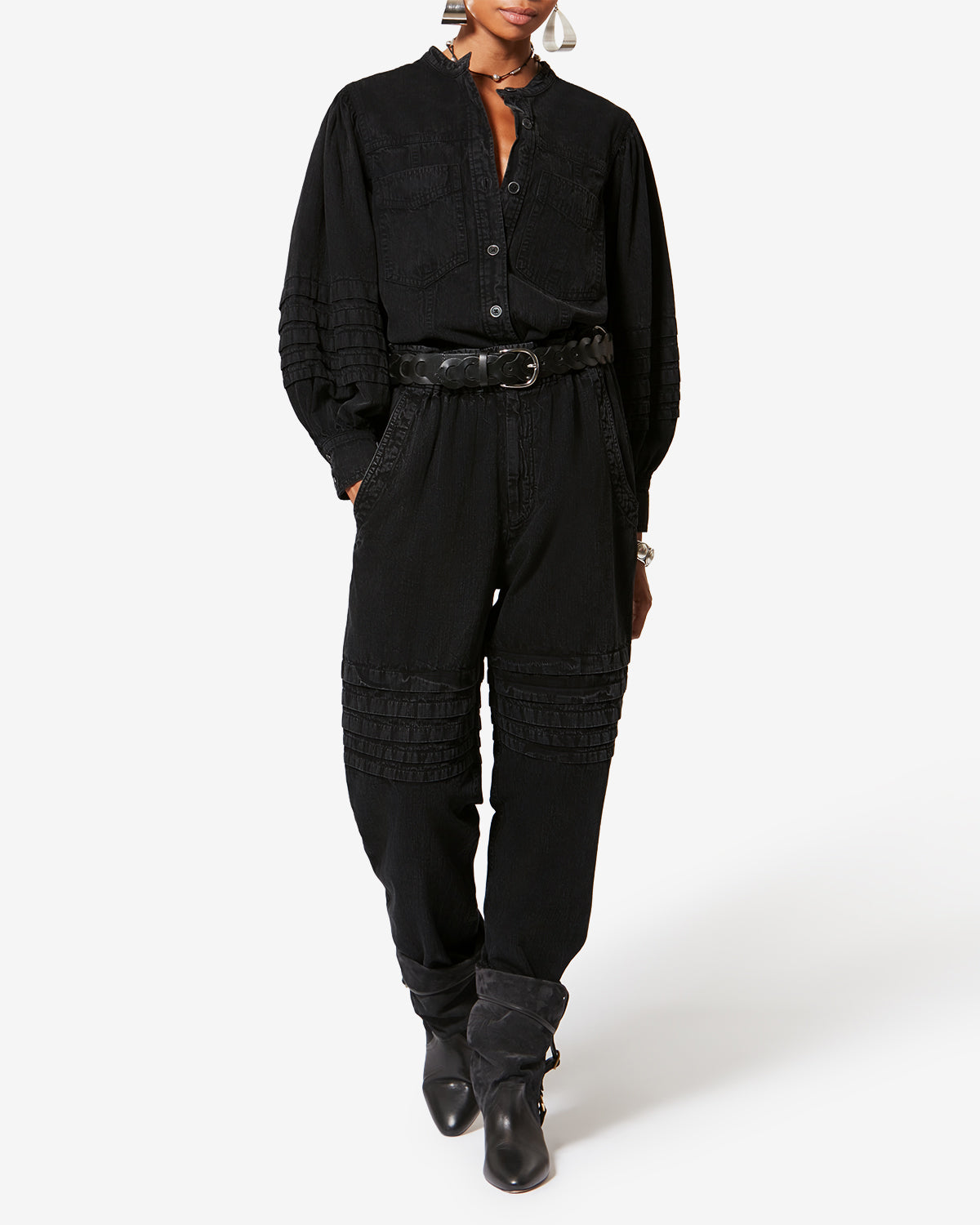 新品 19ss  ISABEL MARANT ETOILE  ミリタリーシャツ Isabel Marant Étoile | Nathy Shirt | Black/Ochre