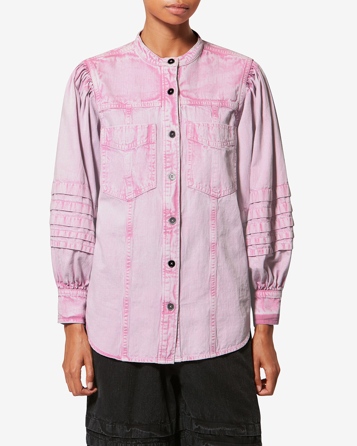 Mileda faded chambray shirt - Pink - Woman - 3