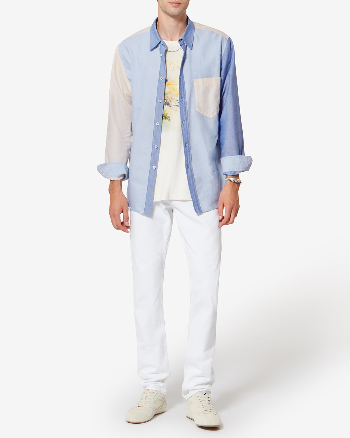 Camisa de patchwork nathael en algodón oxford - Multicolor - Man - 1