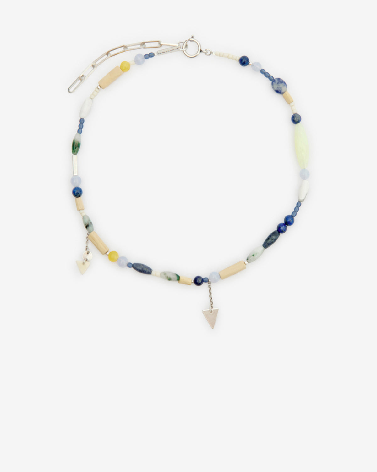 Collier yulian en pierre, bois et pendentifs - Bleu-argenté - Man - 1