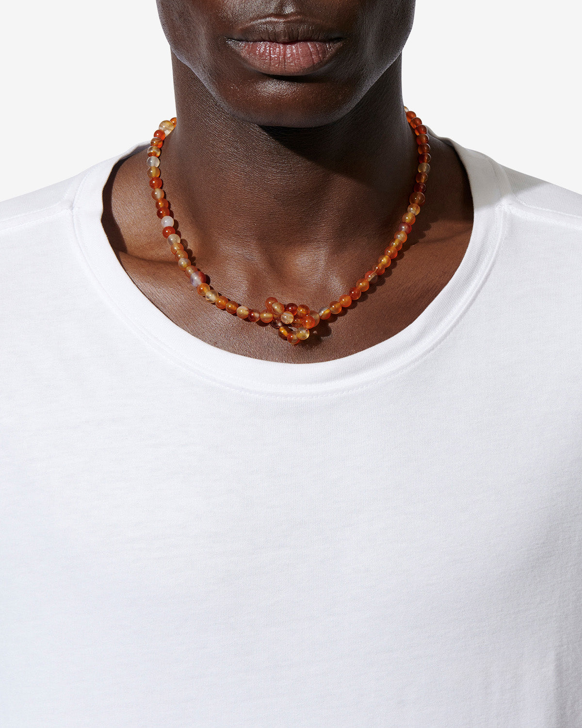 Collana con perle in pietra noah - Poppy orange-silver - Man - 2