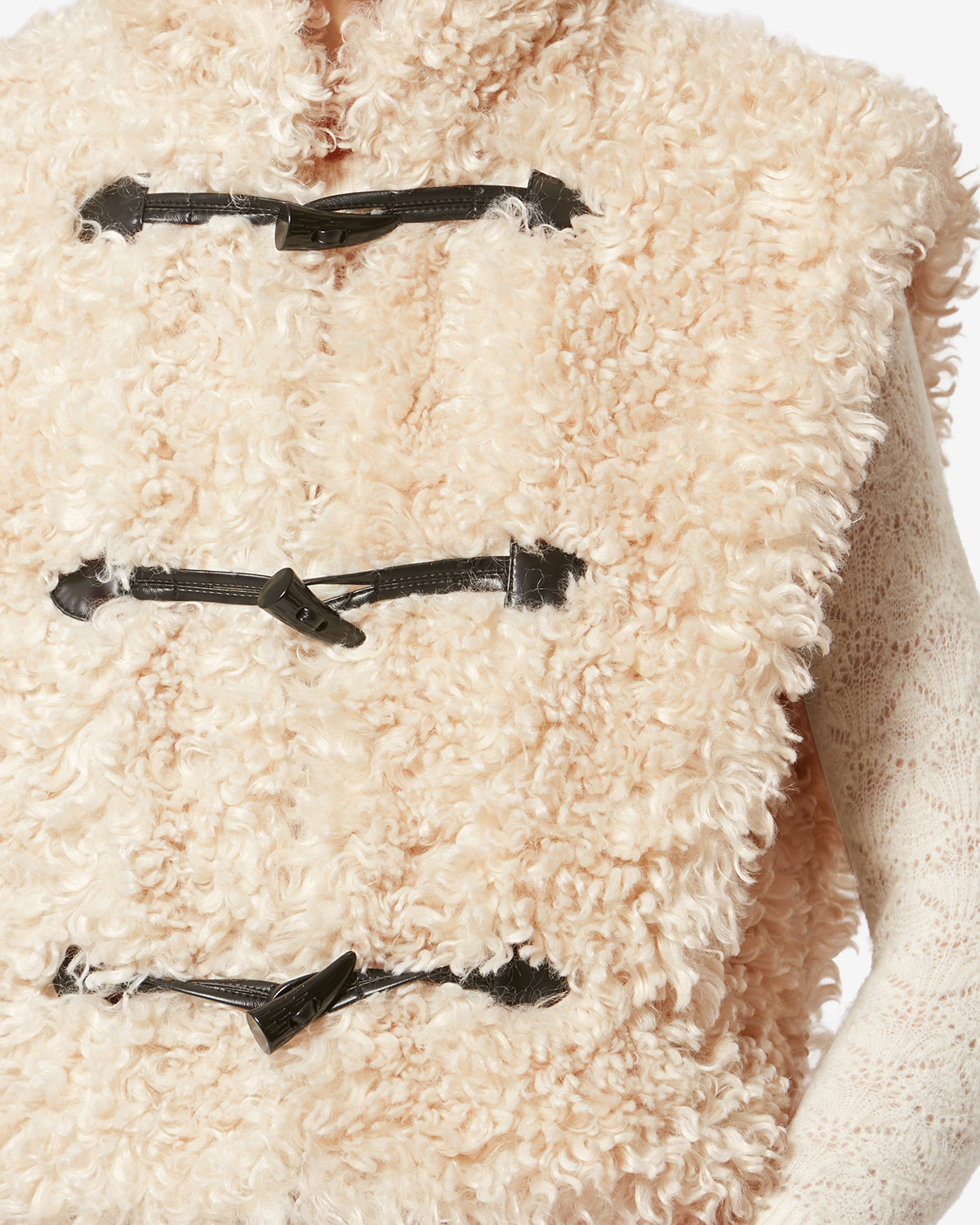 Alisa bouclé faux fur vest - Ecru - Woman - 2