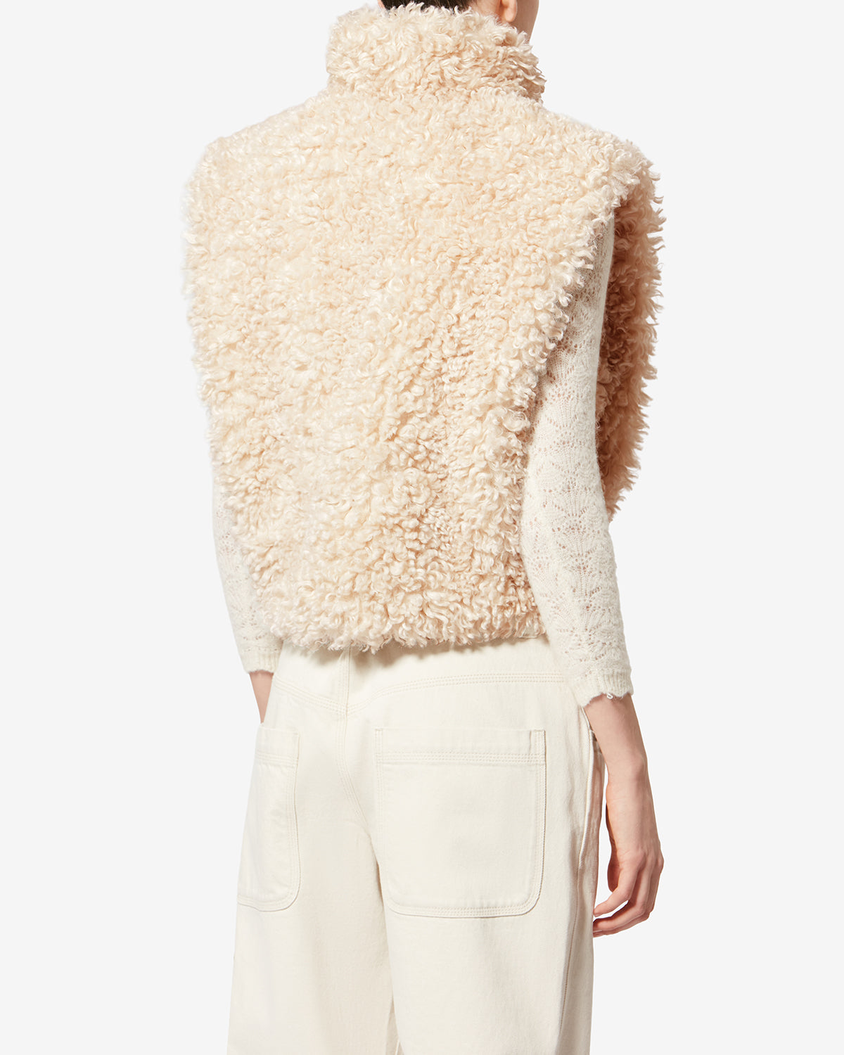 Alisa bouclé faux fur vest - Ecru - Woman - 4