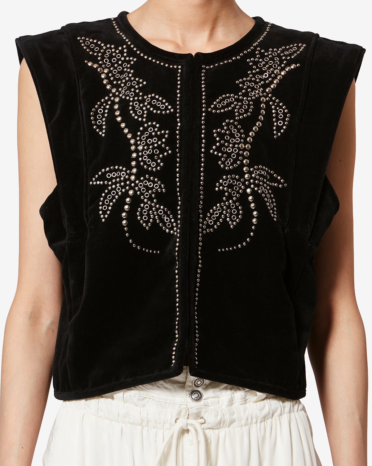 Gilet sans manches en velours clouté poppy - Noir - Woman - 2