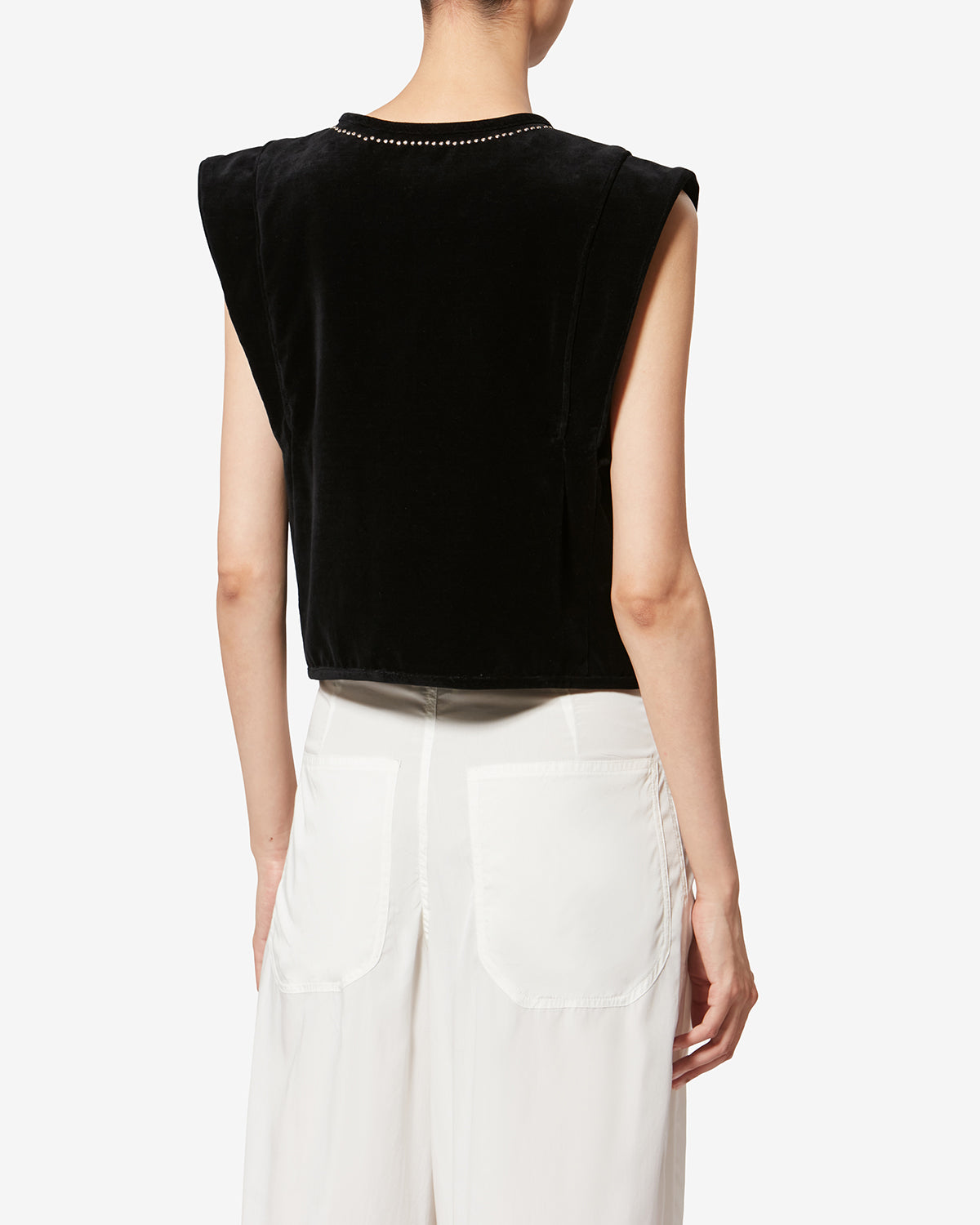 Gilet sans manches en velours clouté poppy - Noir - Woman - 4