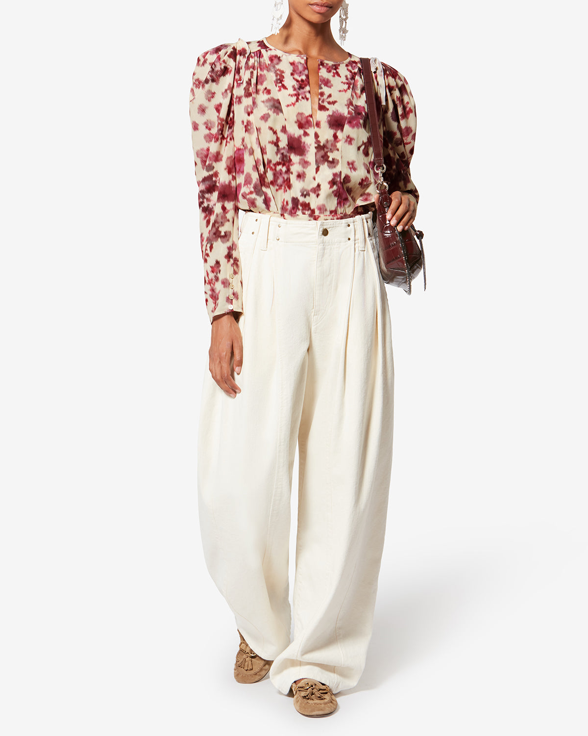 Zarga short printed stretch silk top - Pink - Woman - 1