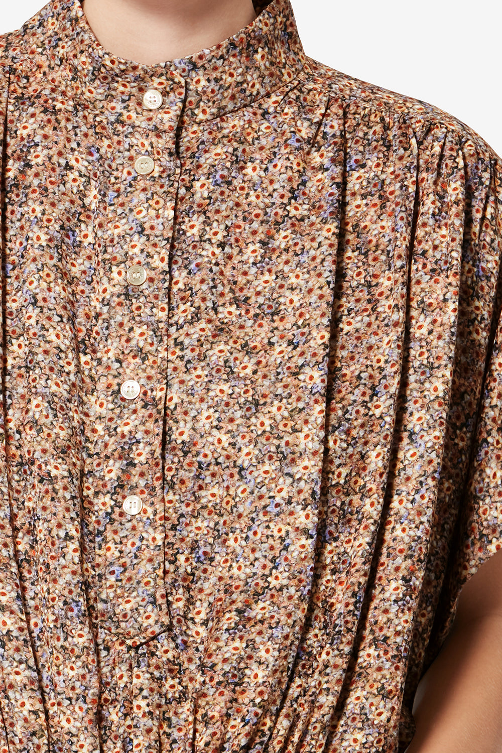 Top de jacquard de seda con estampado floral azalea - Ochre - Woman - 3