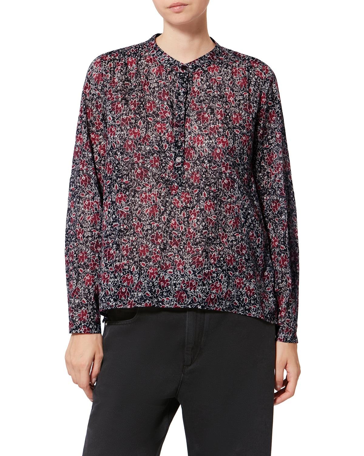 Maria organic cotton voile blouse - Crushed berry - Woman - 3