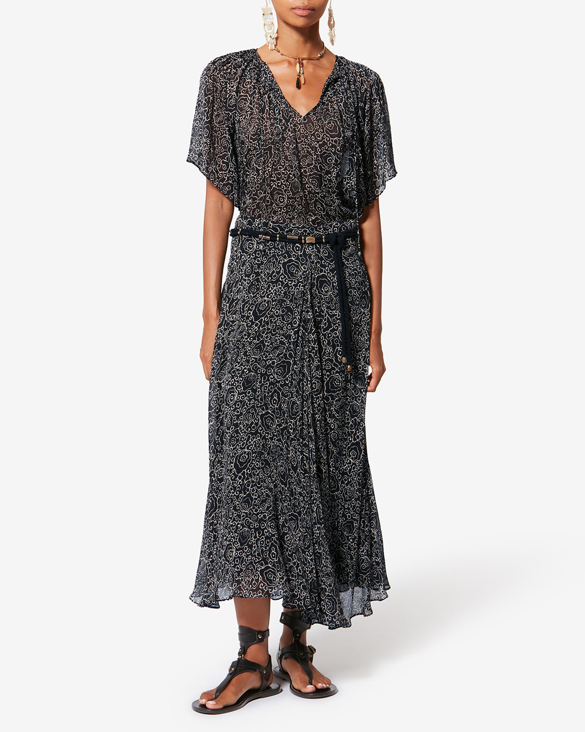 NESLYA TOP Woman black and ecru | ISABEL MARANT Official online store