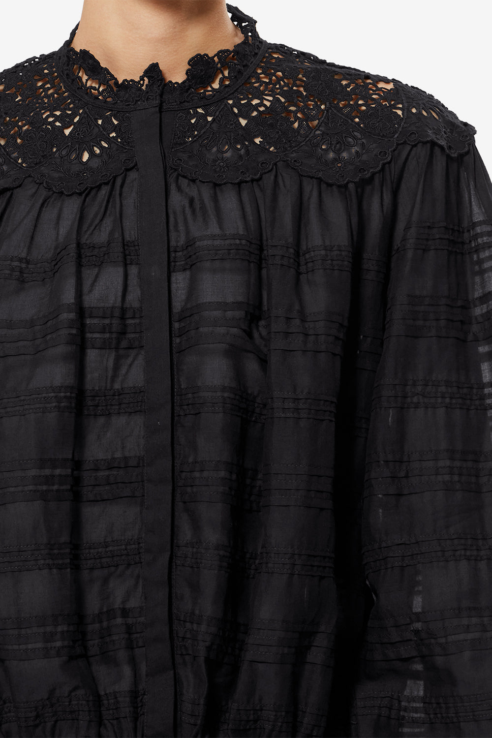 Polly 코튼 플로럴 레이스 블라우스 - 검은색 - Woman - 3