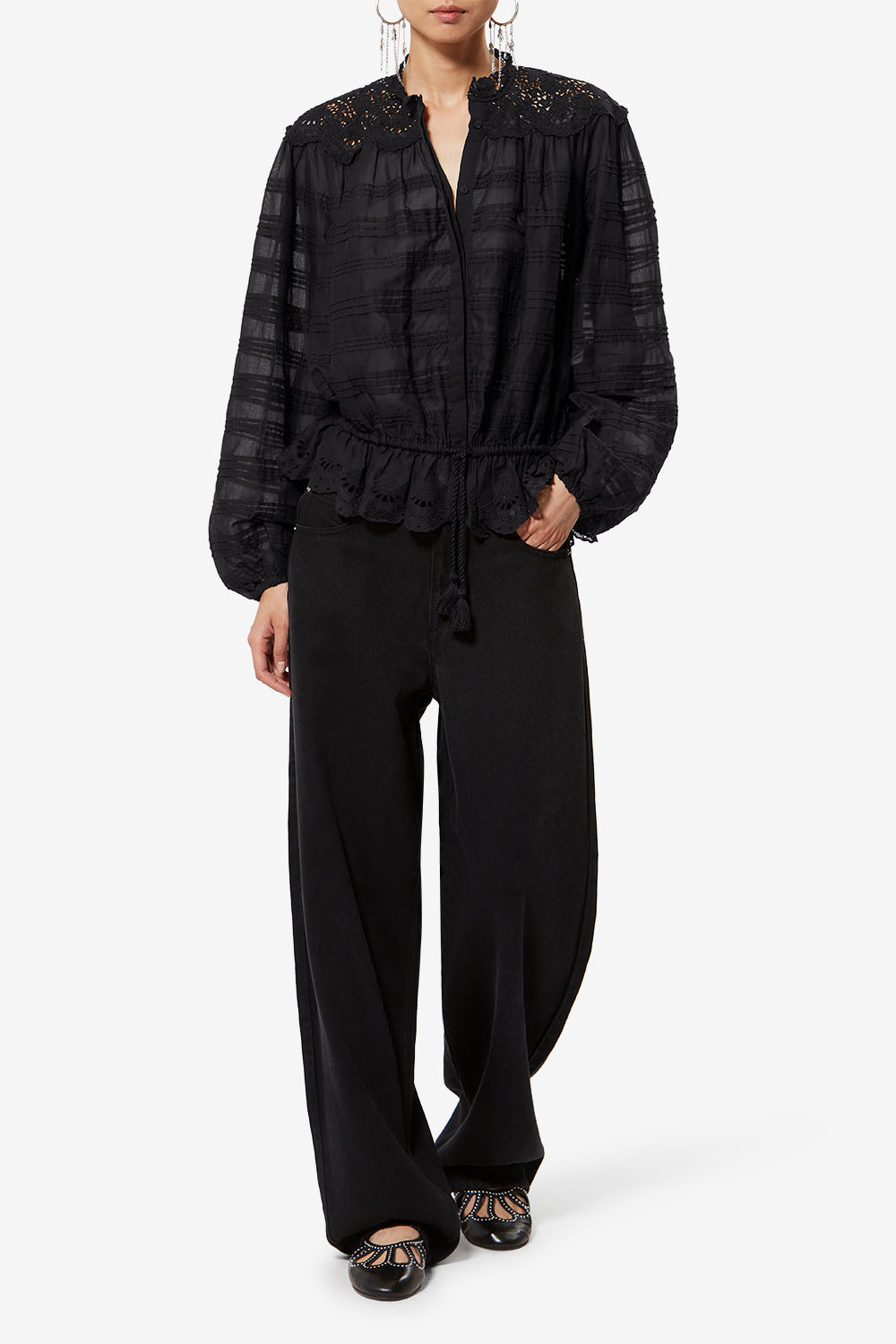 Polly 코튼 플로럴 레이스 블라우스 - 검은색 - Woman - 2