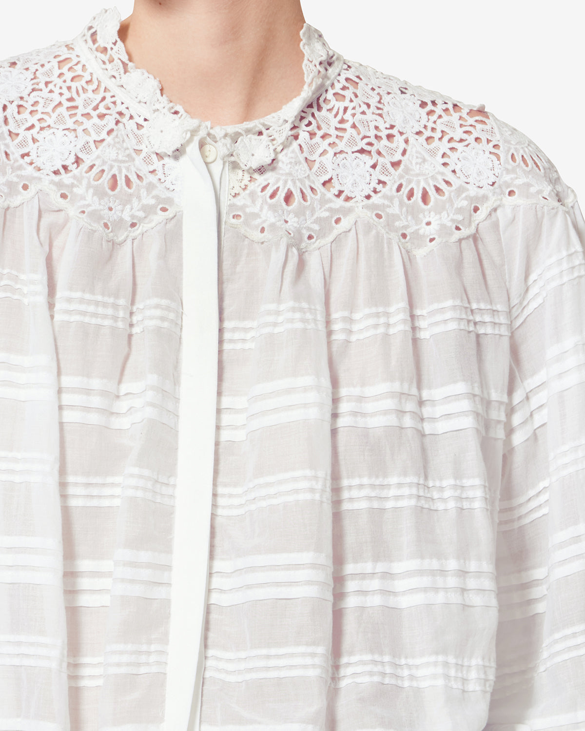 Polly cotton and floral lace blouse - White - Woman - 2