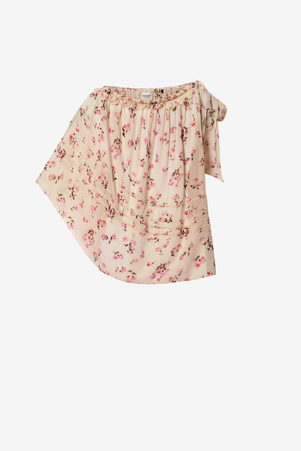 Top asimétrico loeva en gasa estampada - Beige - Woman - 1