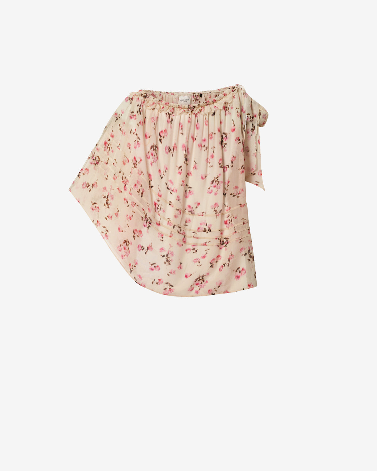 Top asimétrico loeva en gasa estampada - Beige - Woman - 5