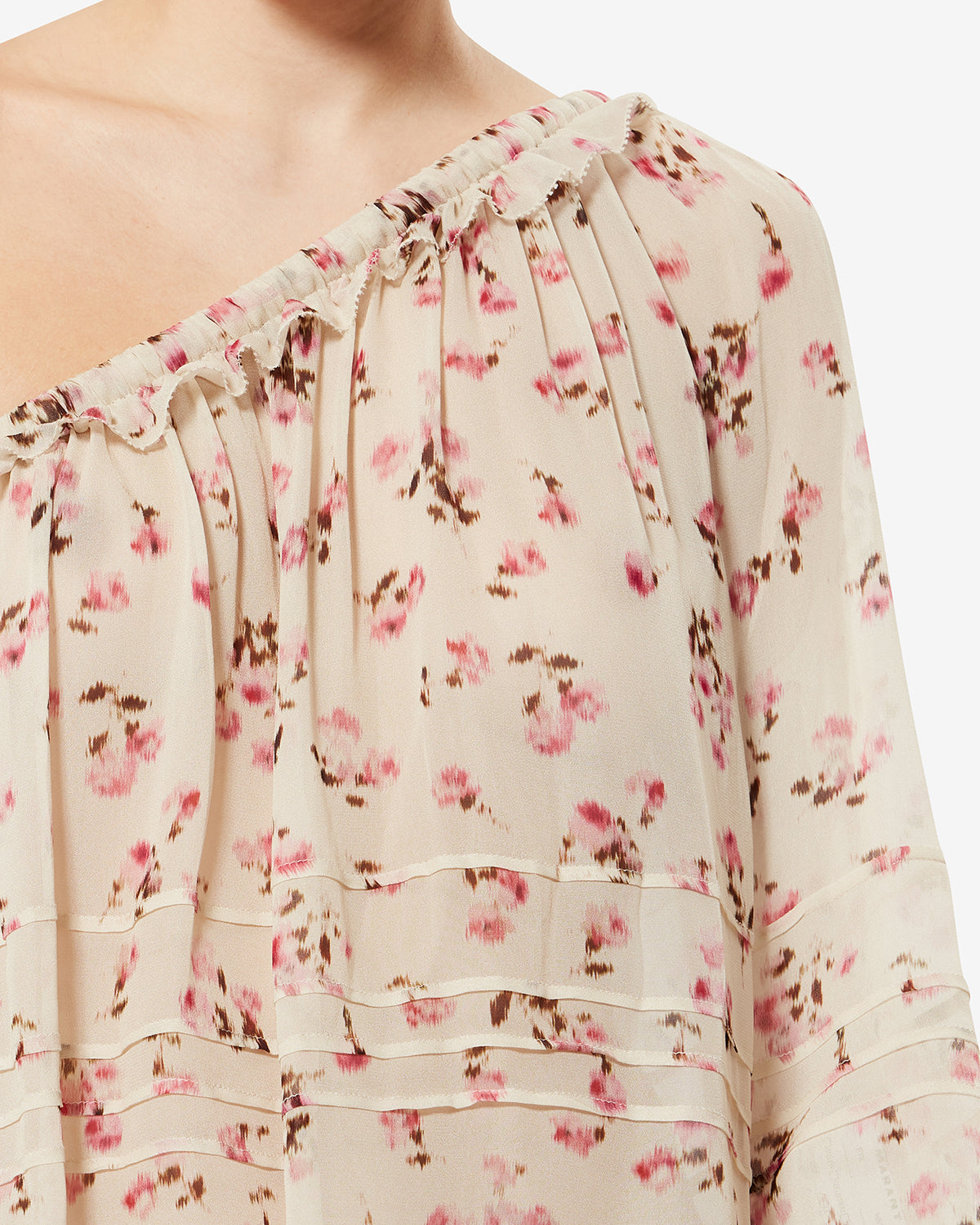 Top asimétrico loeva en gasa estampada - Beige - Woman - 2